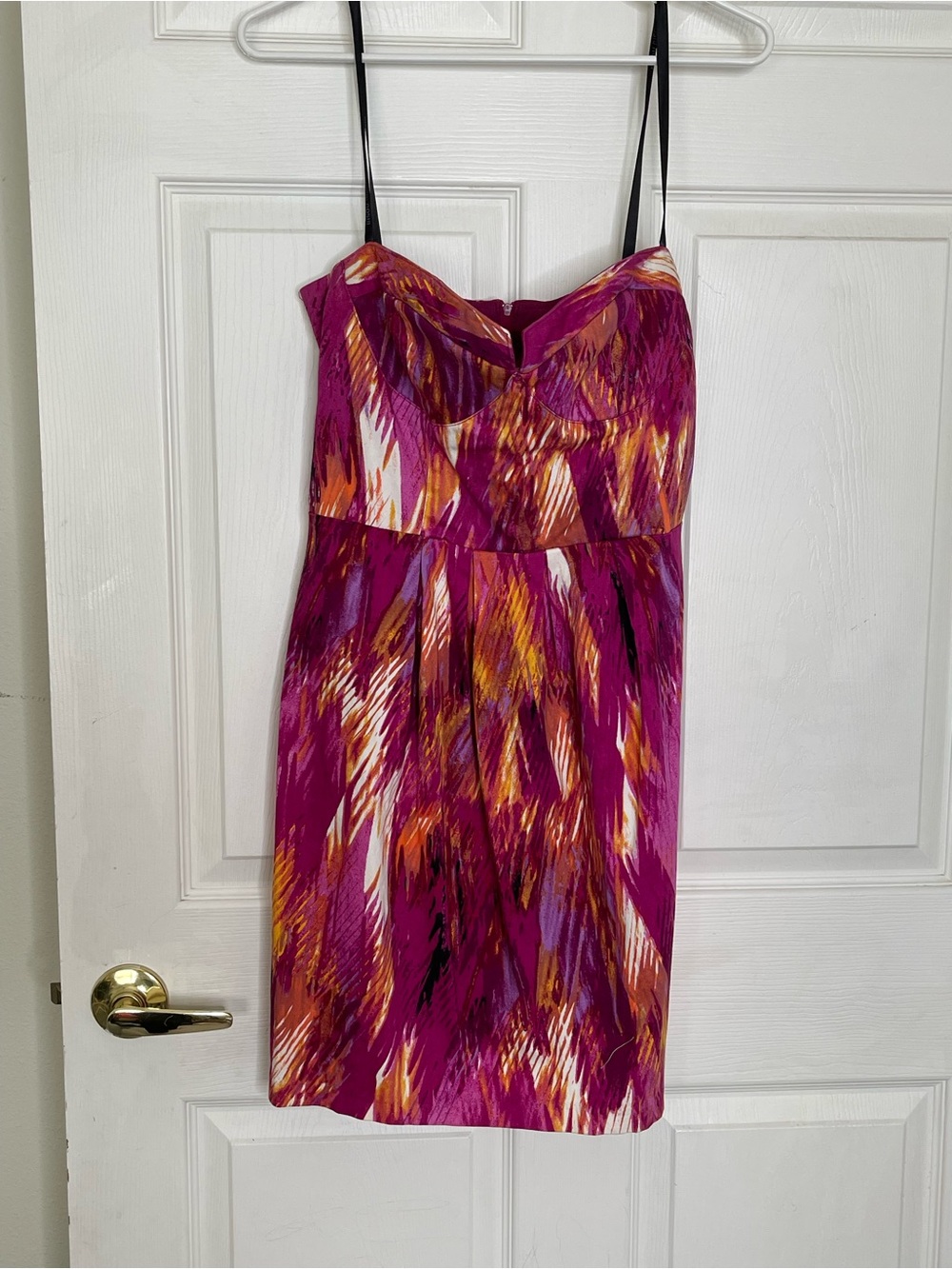 Bisou Bisou Fuchsia Abstract Print strapless